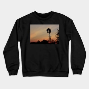 Windmill silhouette with a colorful Sunset Smokey sky Crewneck Sweatshirt